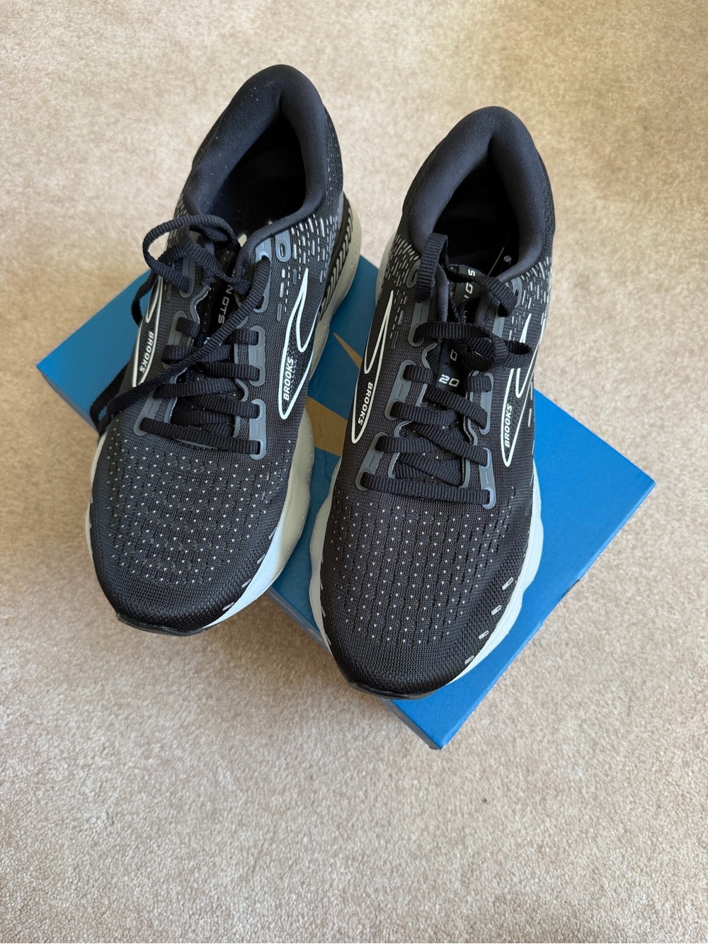 Brooks Black and White Women's Glycerin Running Sneakers - Picture 3 of 5